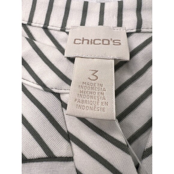 Chico's long dress Size 3 X Large Striped Tee Cuffed Detail White Green New 16 - Picture 4 of 11